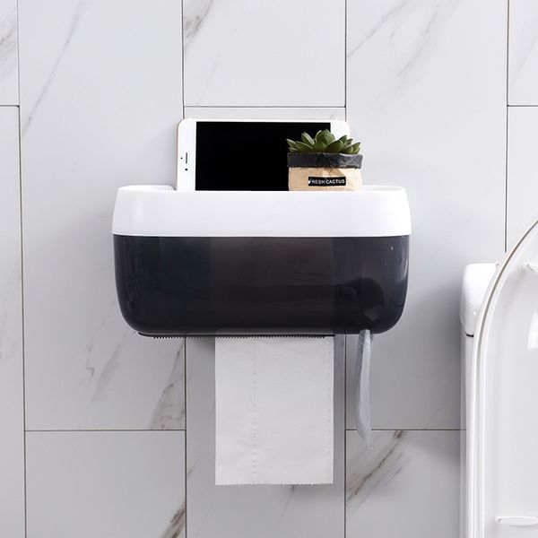 

adhesive mobile phone holder tissue box waterproof toilet paper storage wall hanging rack