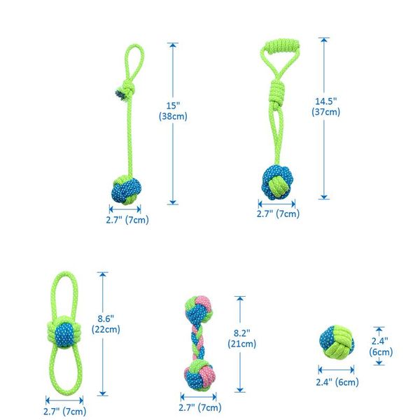 

7pcs/lot dog pet toys pet puppy chew toy ball cotton rope knot playing interactive toys for small medium large dogs sqcshz