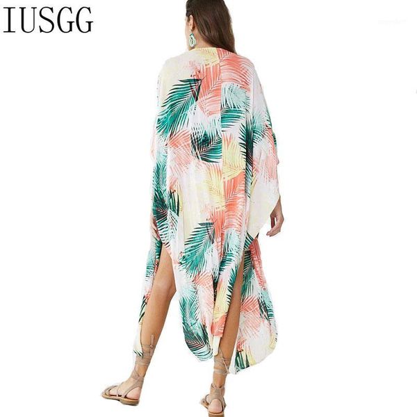 

printed chiffon cardigan beachwear sunscreen bikini blouse long pareos swimsuit cover up robe plage big size beach outfit1, White;black
