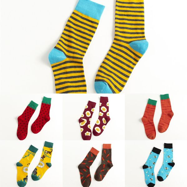

new style in autumn winter 19 street hip hop brand creative fashion brand women's medium socks personality women's medium tube soc, Black
