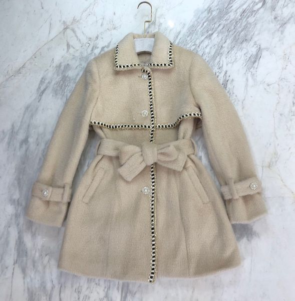 

2021 women's new slim single-breasted square neck belt contrast color mid-length woolen trench coat long-sleeved jacket ing, Black