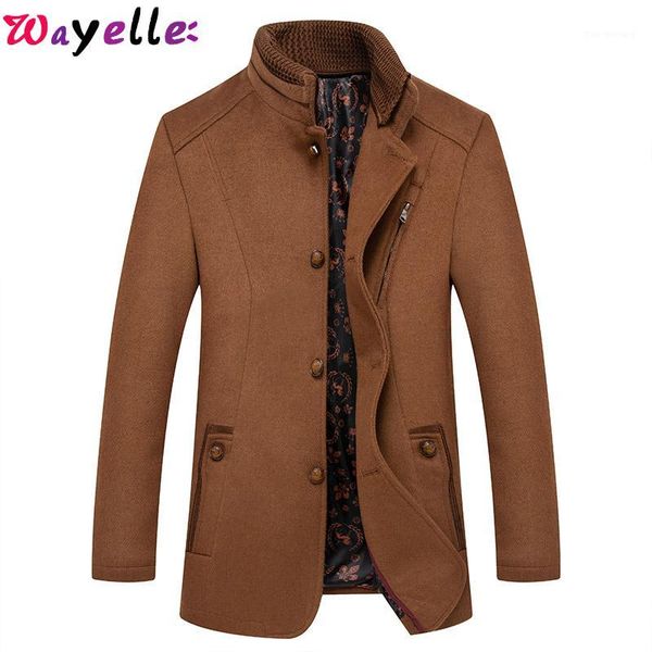 

2019 men's autumn&winter woolen jacket coats male casual business fashion slim fit solid single breasted overcoats1, Black;brown