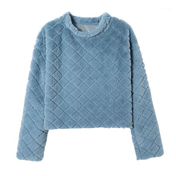 

elina fashion winter plaid sweatshirts women elegant loose o neck sweatshirt women solid long sleeve short sweatshirts ladies1, Black