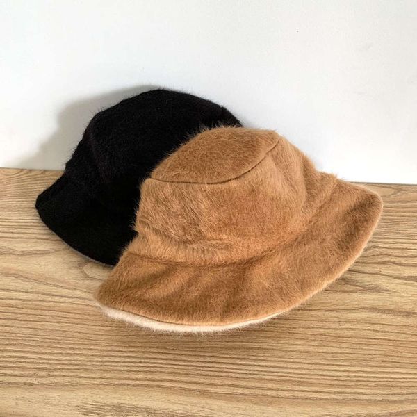

2019 jmx new / korean pure color double sided fisherman's hat winter women's wool blended quality, Blue;gray