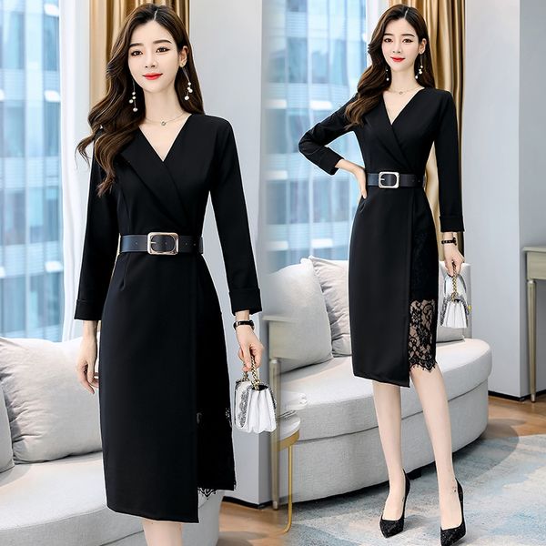 

dressed lady in office of the cut-up women lace ladies as evening gown noche long femme robe 0adb, Black;gray