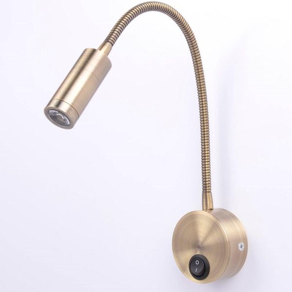 

3w led 110v / 220v / 12v flexible gooseneck table lamp wall lamp bedside swivel arm switch stem green bronze aluminum