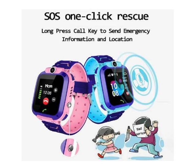 

q12 children's smart watch sos phone watch smartwatch for kids with sim card p waterproof ip67 kids gift for ios android