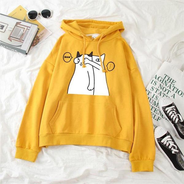 

ms. new female hooded spring and autumn thin section cartoon printing loose casual student hooded sweatshirt jacket women, Black