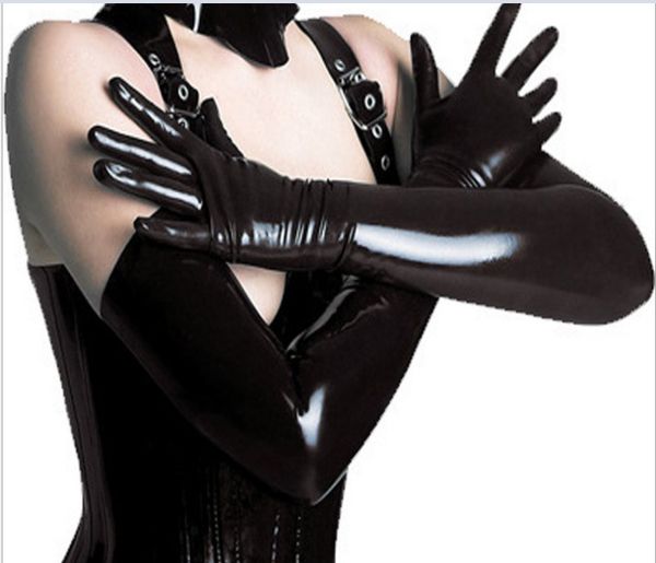 

underwear wholesale patent leather black long tube gloves pole dancing gloves, Red;black