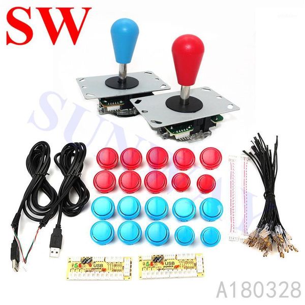 

arcade game diy parts kit for pc zero delay usb control board with 5pin joystick + 16x 30mm and 4x 24mm buttons mame kits part1