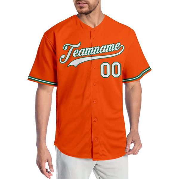 

custom orange white-kelly green authentic baseball jersey, Blue;black