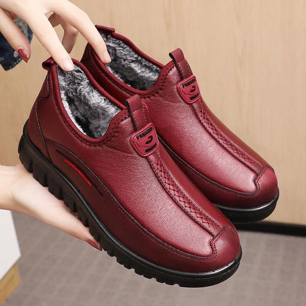 

2020 waterproof women winter shoes couple snow boots warm plush fur inside antiskid bottom keep warm mother casual boots 40, Black