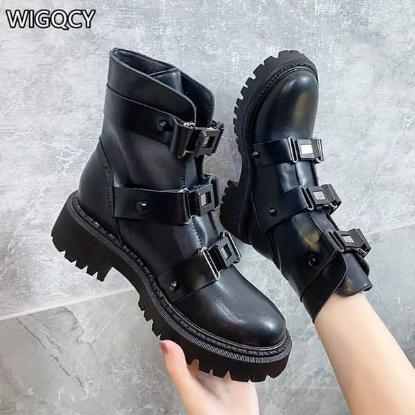 

autumn winter boots women's british fan fashion three-breasted thick-soled short women, Black