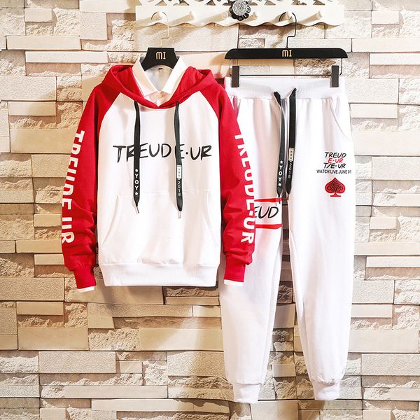 

2021 new hip hop mens tracksuit spring autumn brand two piece sets letter printed hooded 2pc jacket + pants sporting suit male 7yqa, Black