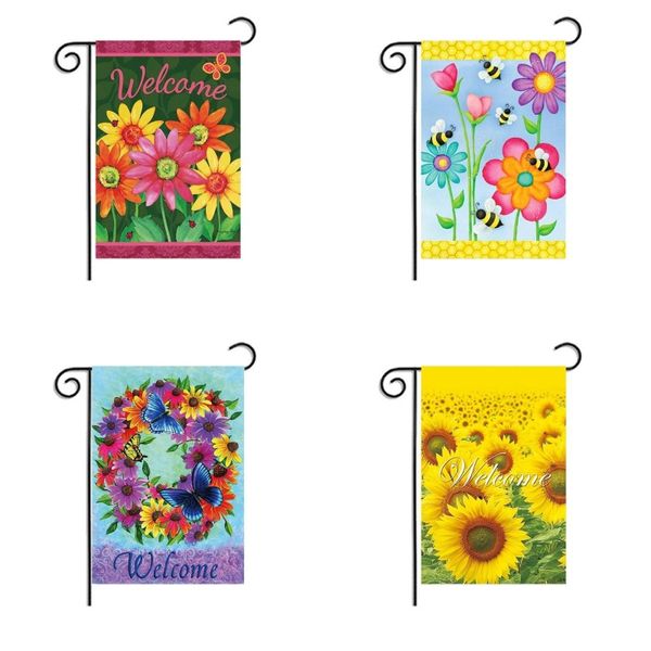 Bandiere di girasole farfalla ape 30 * 45 cm decorazione del giardino bandiera feste di matrimonio compleanno lino cortile banner spedizione gratuita 5wfa F2