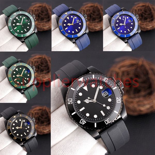 

hjd fashion watch r ceramic o bezel l rubber e strap x black - green bezel40mm automatic rose gold men watches 42 mm water proof rolx wristw, Slivery;brown