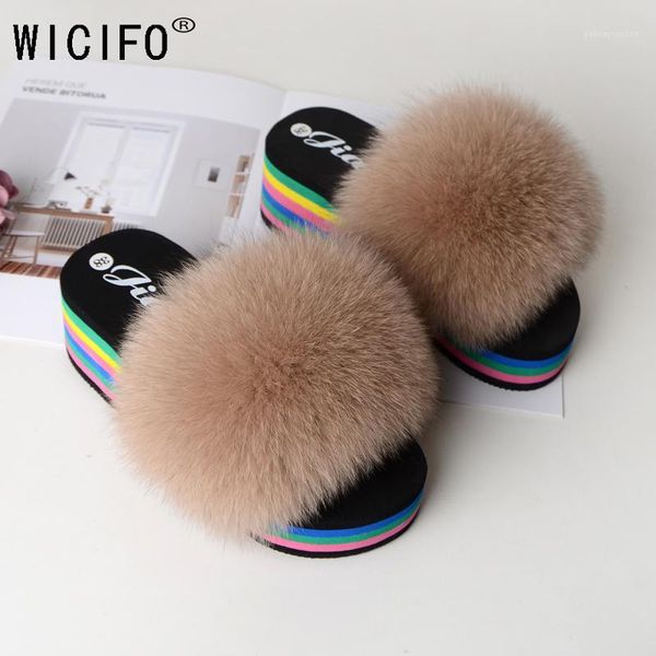 

slippers 2021 fur women real slides home furry high heel sandals female cute fluffy house shoes woman1, Black
