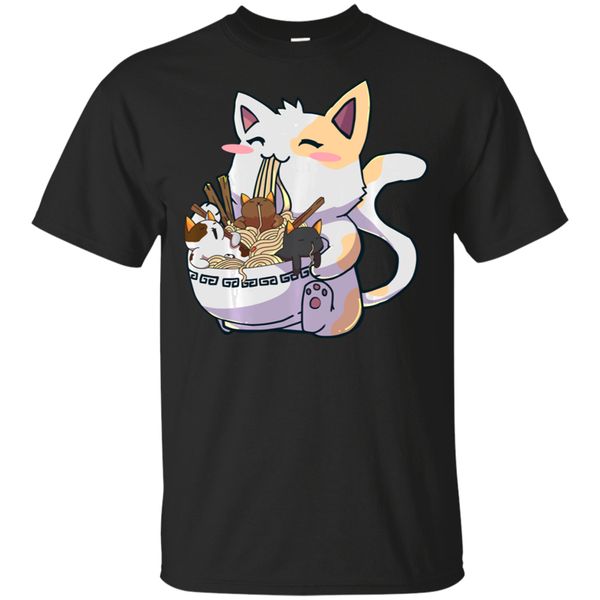 

kawaii neko cat ramen bowl anime japanese noodles black t-shirt m-3xl brand clothing tee shirt sport hooded sweatshirt hoodie