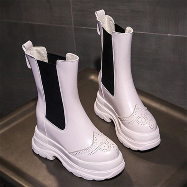 

2021 new punk's high-heeled from the middle of his calf ten inches hidden rubber boots fj5h, Black