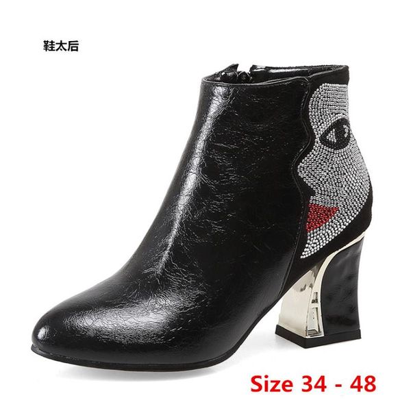 

boots woman high heel boots high heels for women shoes spring autumn ankle booties female small big size 34 - 48, Black