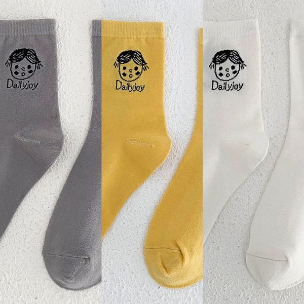 

голова autumn дети ins chaohan милого мультфильма среднесрочных носков средних sockschildren одежда чулки картина в socksstyl средней трубки, Black