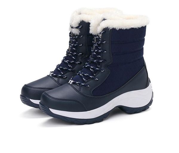 

women boots waterproof winter shoes women snow boots platform keep warm ankle winter with thick fur heels botas, Black