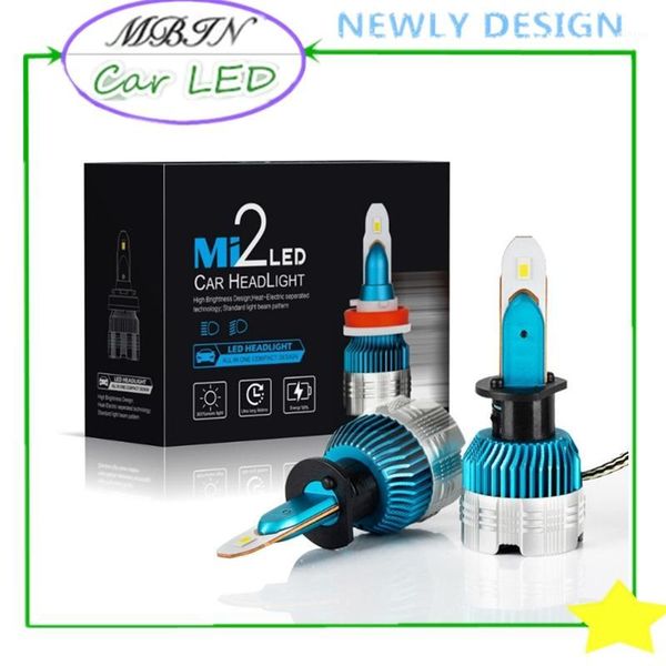 

smart size mbin mi2 h1 mini led headlight kit 6000lm 60w 6000kcar accessories auto driving bulb super bright head fog lamp1