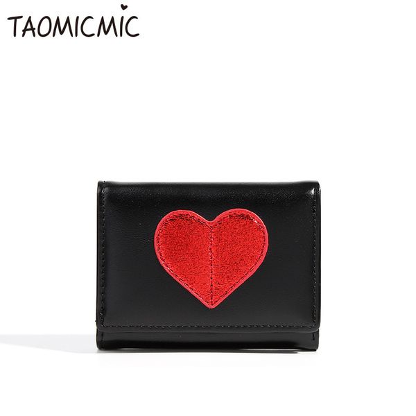

mini ladies multi-card women heart-shaped embroidery wallet multifunctional 3 fold small purse buckle carteira