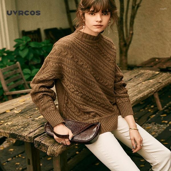 

uvrcos high-end cashmere sweater female cashmere sweater female round neck loose to keep warm1, White;black