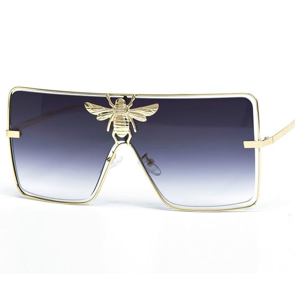 

51008 Luxury Metal Big Bee Sunglasses Men Women T200615