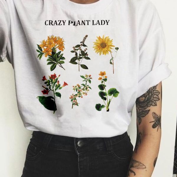 

fashion flowers 90s clothing trend ladies graphic tees floral print t shirt women plant tee graphic t-shirt fashion, White