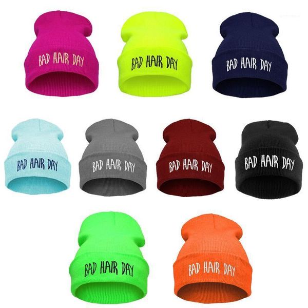 

beanie/skull caps fashion sport warm winter hats bad hair day letter beanies cap women men hat beanie knitted hip hop bonnet for zz-3, Blue;gray