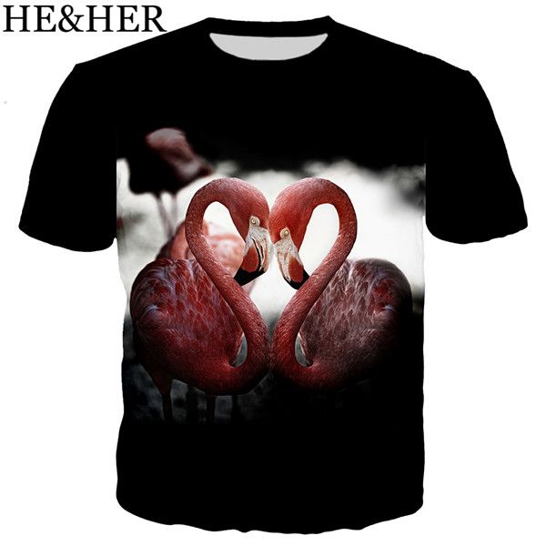 

sweet love flamingo 3d print shirts humor oversized funny men clothing