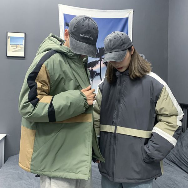 

cotton-padded casual medium style hooded clothing contrast color mens designer cotton padded clothes fashion applique zipper coats ttxqnha, Black;brown