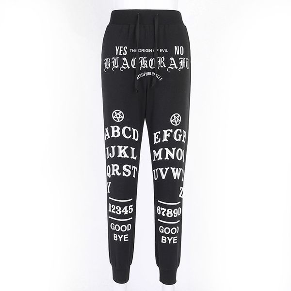 

dark black letter graffiti casual pants female sports leggings cartoon print long trousers gothic women autumn winter streetwear lj201104