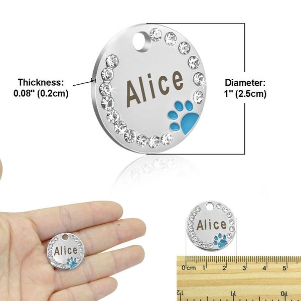 

6pcs/lot pet dog cat id tags blank stainless steel round paw name tag dog collar accessories pendant for dogs cats a bbyyug