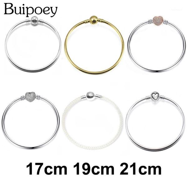 

buipoey 2020 new simple basic bangle round head buckle crystal heart-shaped buckle rose gold bracelet male female apply1, Golden;silver