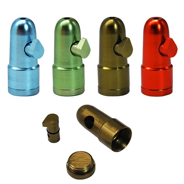 HONEYPUFF Metal Mini Bullet Snuff Snorter H.44 MM Dispensador de Sniff Colorido Caixa de Comprimidos Snuff Fumar Acessório