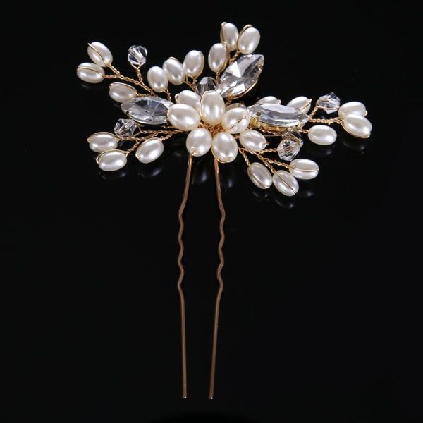 

gold hair accessories vintage leaf flower hair sticks wedding pearl pins bridal large crystal clip new hairgrip, Golden;silver