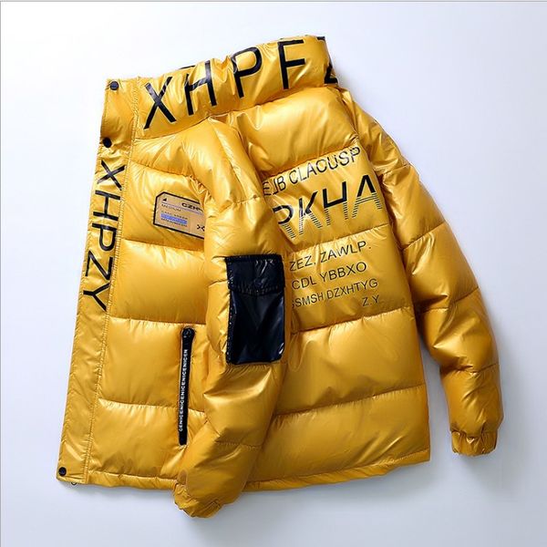 

2020 new men's winter down cotton jacket stylish stand collar warm bright face down cotton jacket men's winter jacket m-3xl, Black