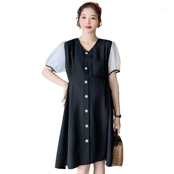 

maternity dresses 2021 wear summer clothes loose v neck pregnancy dress elegant for pregnant women outfits1, White