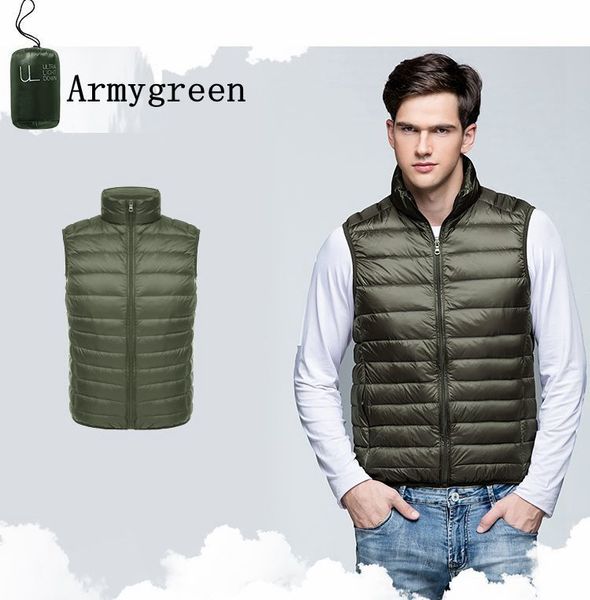

2021 new men warm ultra light down vest man winter solid sleeveless jacket men's lightweight waterproof vests vvty, Black;white