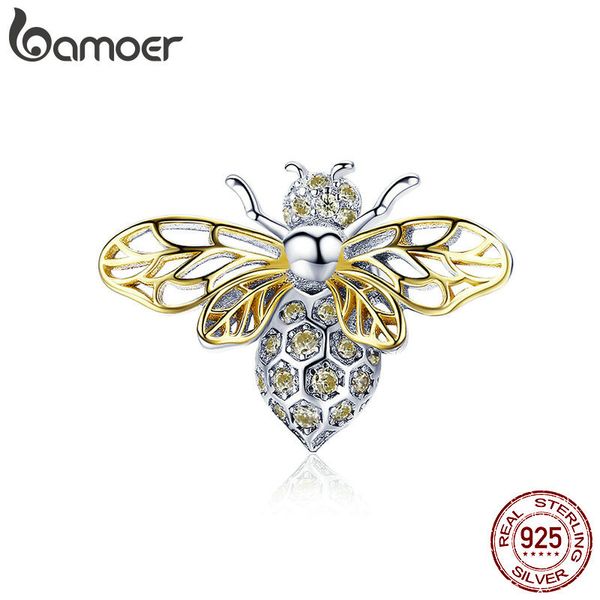 

bamoer authentic 925 sterling silver crystal bee beads fit for original charms women luxury diy jewelry bsc067 q1106