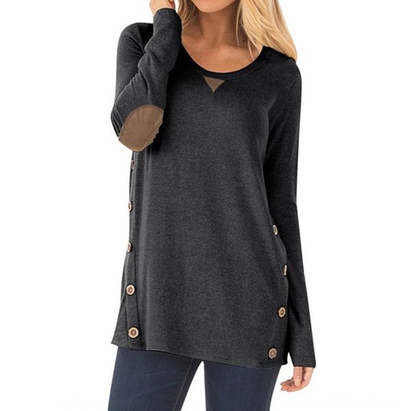 

new solid color round neck oversized double breasted collage for women new solid color round neck t-shirt oversized double breasted collage, White