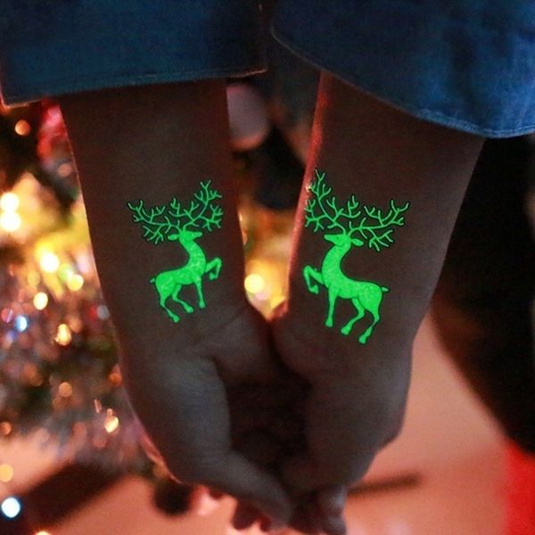 

newtattoo наклейка клаус снеговик сант luminous снежинка светящиеся в темноте новогодних украшений для дома navidad 2020 6