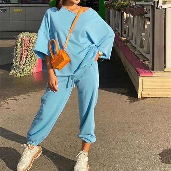 

women's tracksuits fashion autumn sweatshirt two piece outfits for womens 2021 loose casual home pants set women clothes suit, Gray