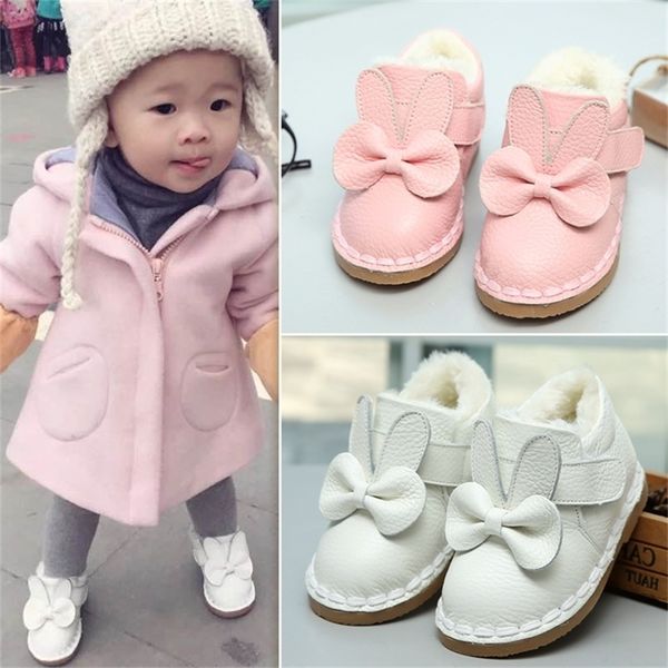 

genuine leather cotton baby winter girls plus velvet toddler shoes children' boots soft bottom y201028, Black;grey