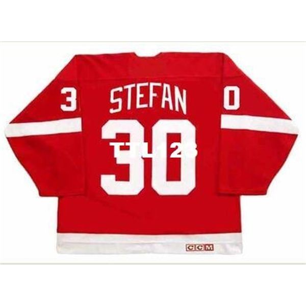 

men #30 greg stefan detroit red wings 1986 ccm vintage hockey jersey or custom any name or number retro jersey, Black
