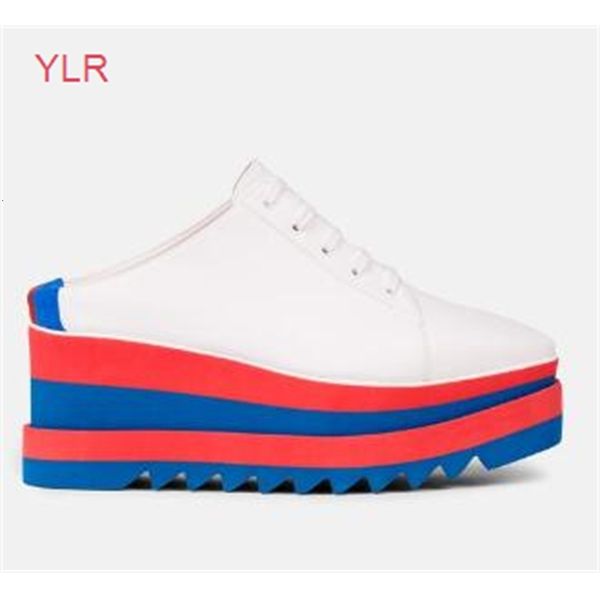 

fashion high platform casual shoes woman genuine leather lace casual thick bottom shoe round toe striped bottom shoes 208