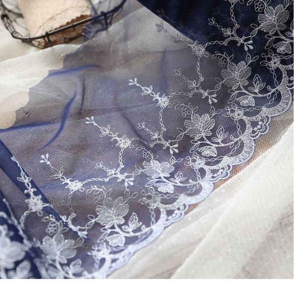 

5meter/pack 15/20/28.5cm good quality polyester dark blue mesh embroider lace fabric sewing trim dress accessor jllppp